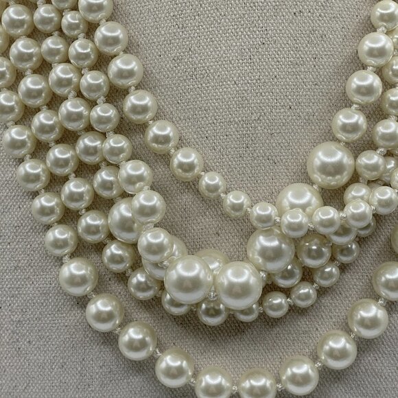 J. Crew Twisted Hammock Five-Strand Graduated Size White Pearl Necklace Dust Bag - Picture 4 of 5